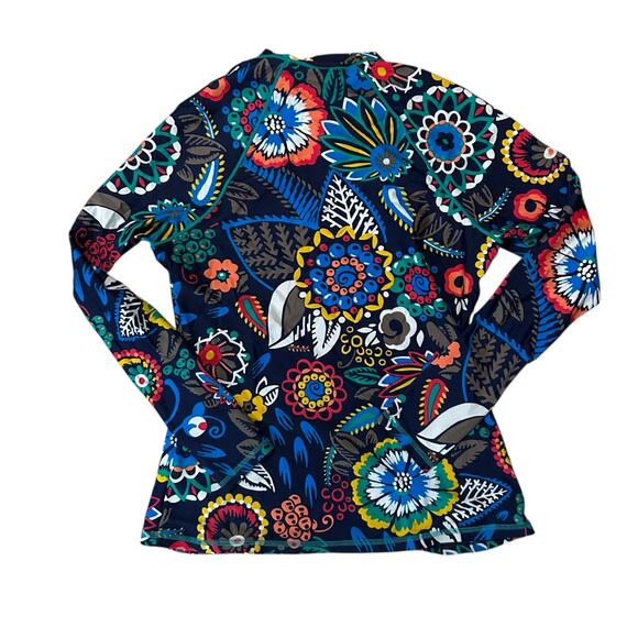 Boden Rashguard Womens Size 8 Long Sleeve Swim Top Navy Floral Paisley Modest - Picture 3 of 6